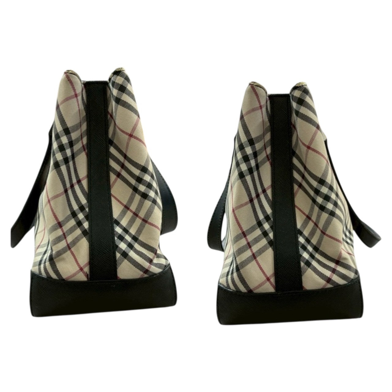 BURBERRY バーバリー ノバチェック ベージュ ブラック シルバー金具 キャンバス / レザー ハンドバッグ トートバッグ レディース A