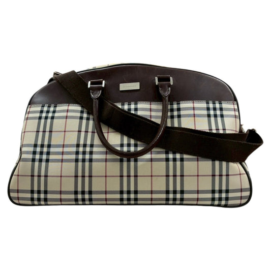 BURBERRY バーバリー ノバチェック ベージュ ブラック シルバー金具 キャンバス / レザー ボストンバッグ レディース AB