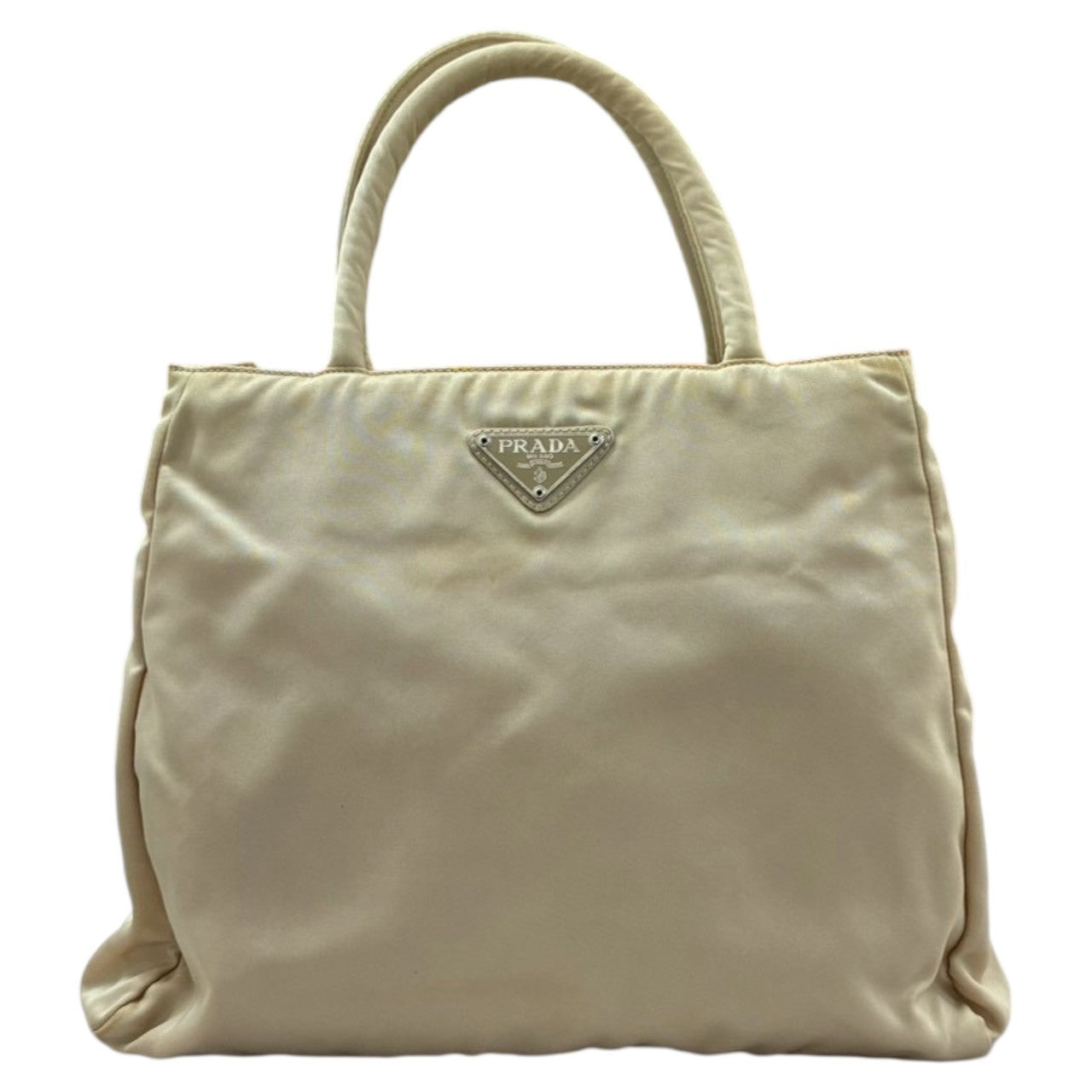 PRADA プラダ テスート 三角ロゴプレート ホワイト シルバー金具 ナイロン B3864 トートバッグ ハンドバッグ レディース B
