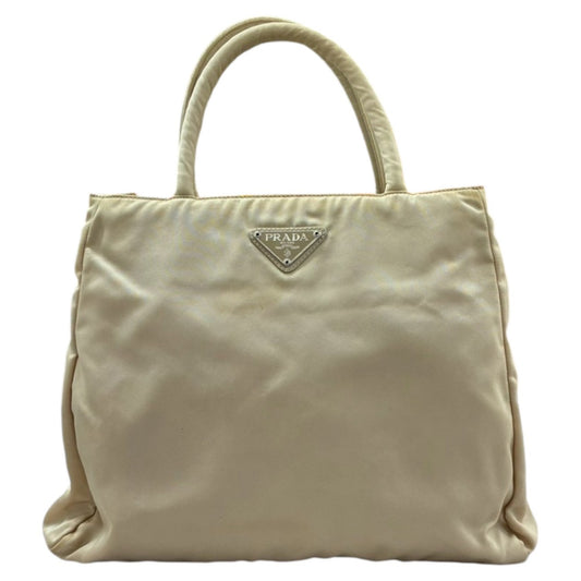 PRADA プラダ テスート 三角ロゴプレート ホワイト シルバー金具 ナイロン B3864 トートバッグ ハンドバッグ レディース B