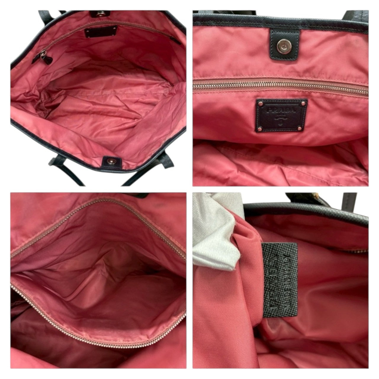 PRADA プラダ テスート サフィアーノ ブラック ナイロン / レザー BR3924 トートバッグ ショルダーバッグ レディース B