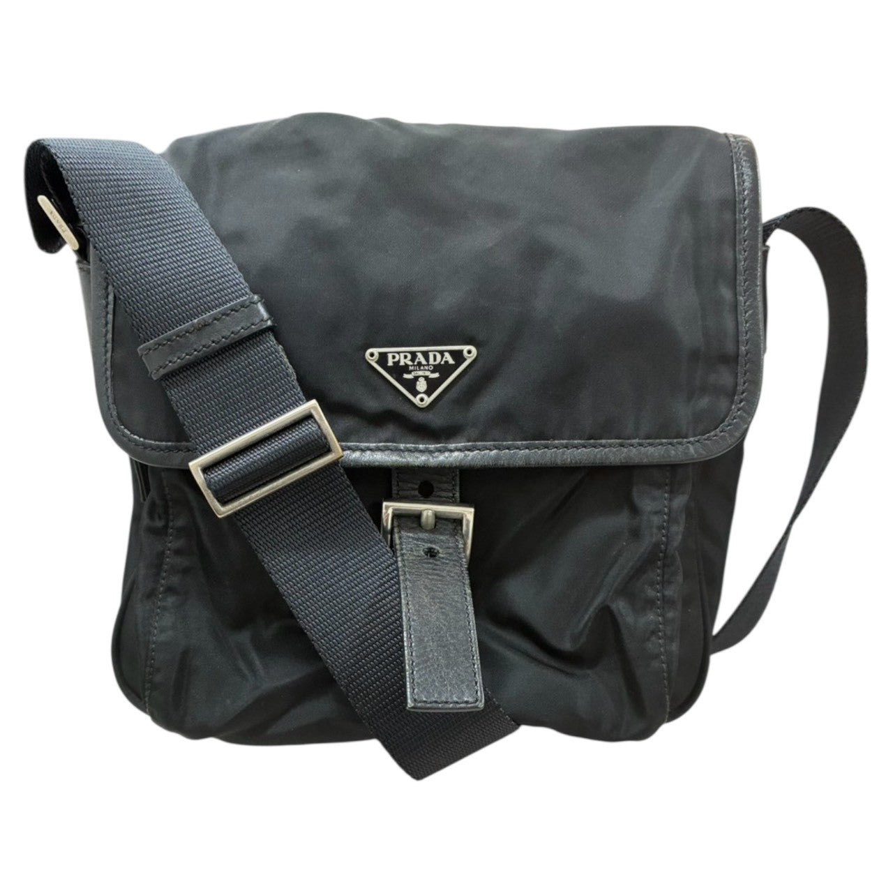 PRADA プラダ 三角ロゴ テスート ブラック ナイロン ショルダーバッグ レディース AB