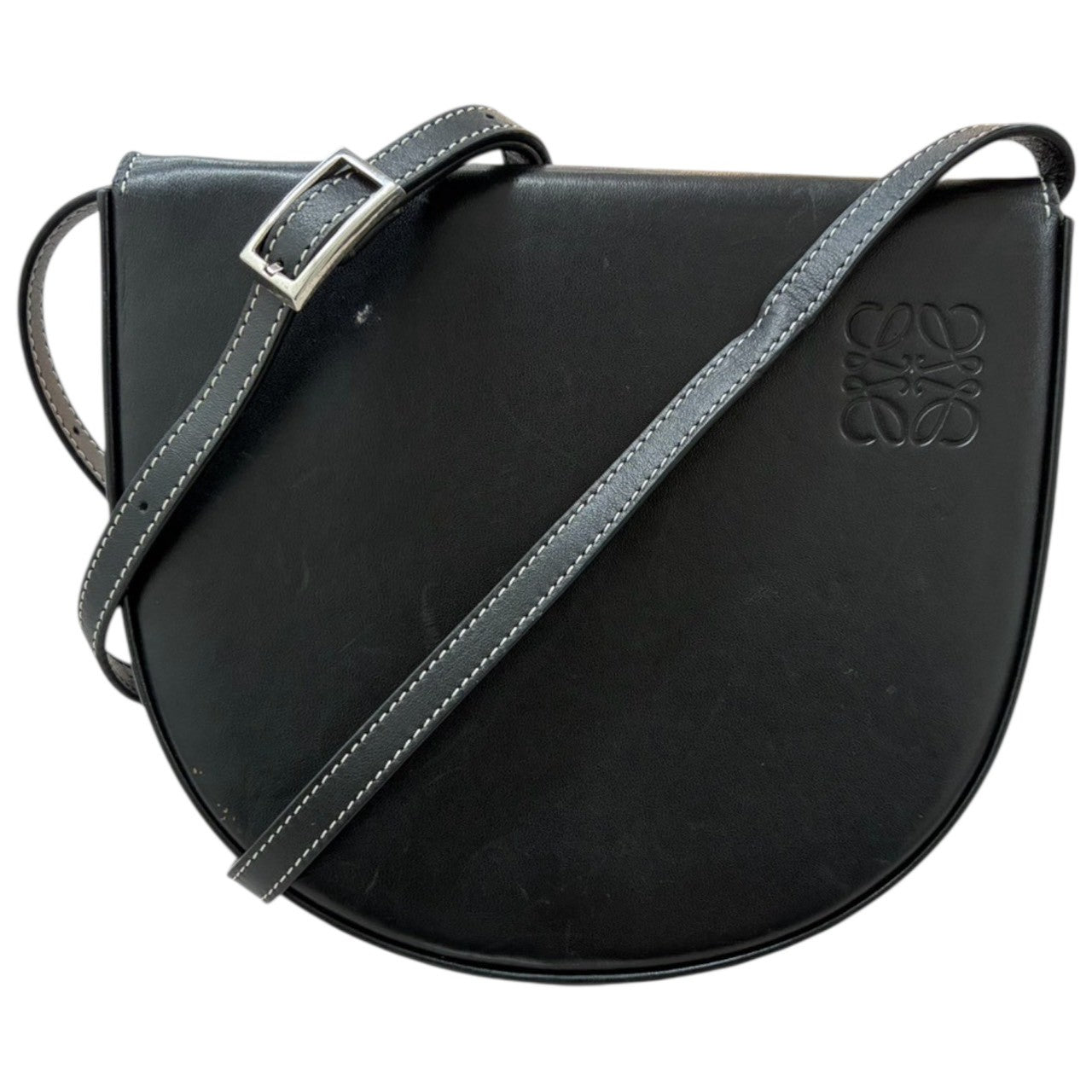 LOEWE ロエベ アナグラム ヒールポーチ ブラック レザー 109.54.V01 ショルダーバッグ レディース AB