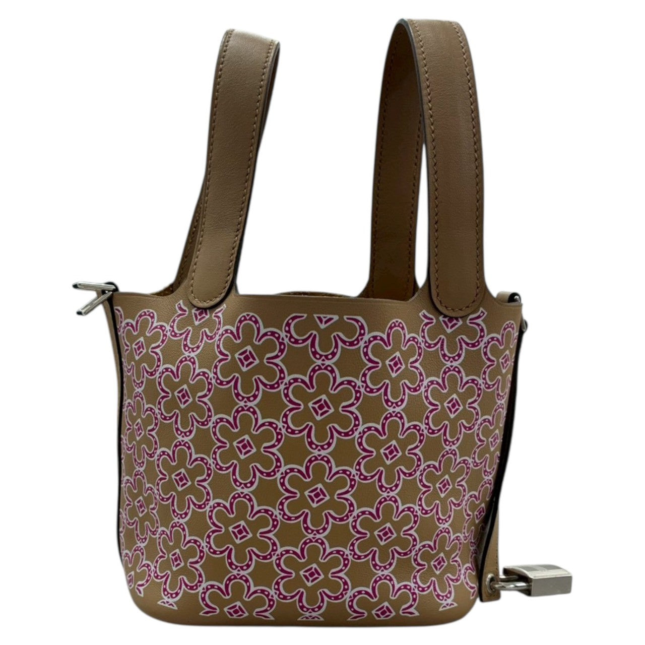 HERMES Picotin Lock Lucky Daisy, 2023, Brown, Silver Hardware, Swift Leather, Handbag, B Stamp, Women's, S