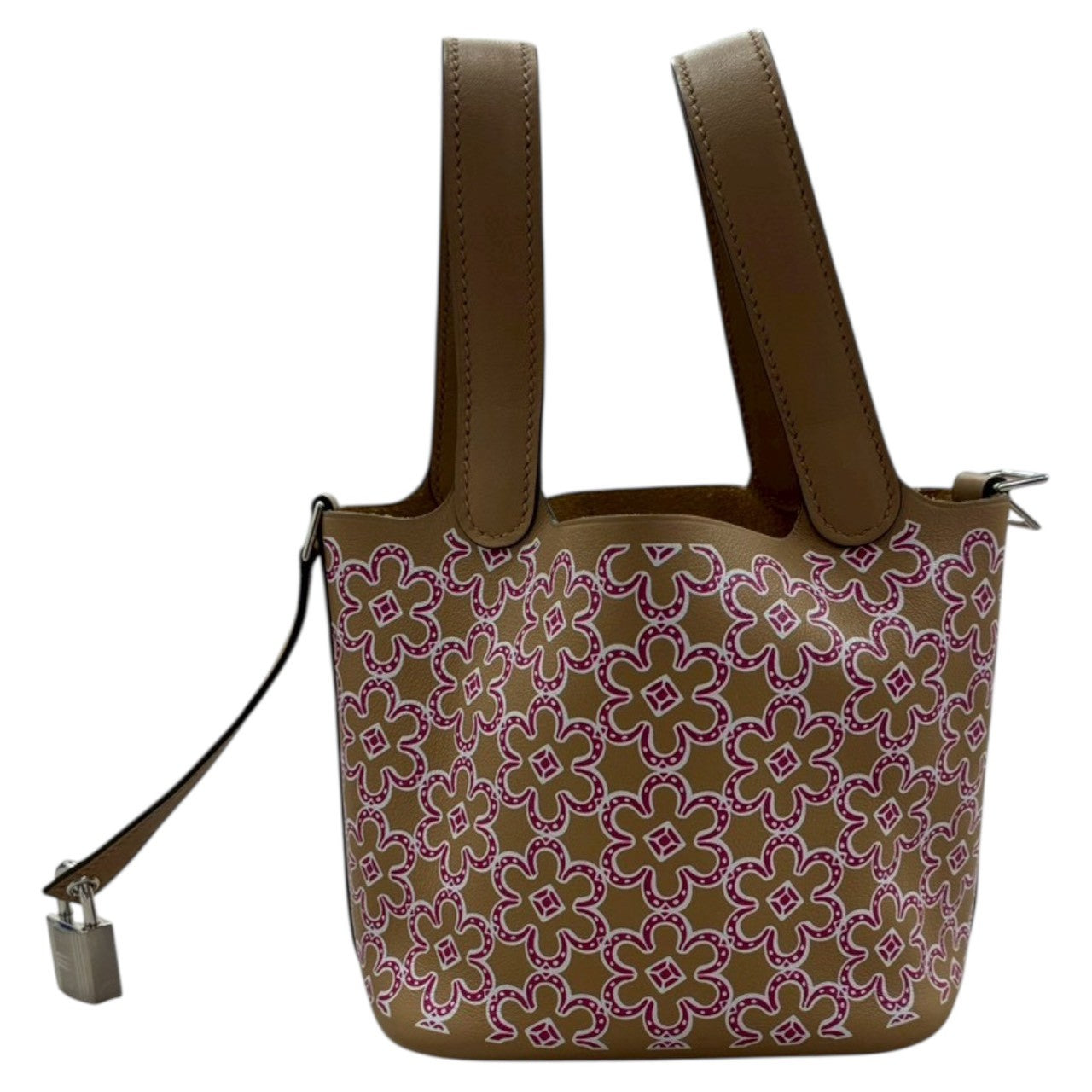 HERMES Picotin Lock Lucky Daisy, 2023, Brown, Silver Hardware, Swift Leather, Handbag, B Stamp, Women's, S