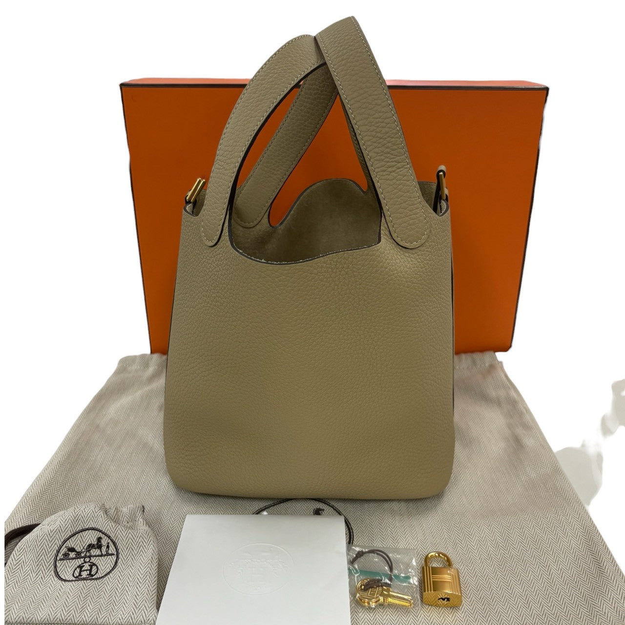 HERMES Picotin Lock MM Trench Gold Silver Hardware Taurillon Clemence Handbag K stamp Women's N