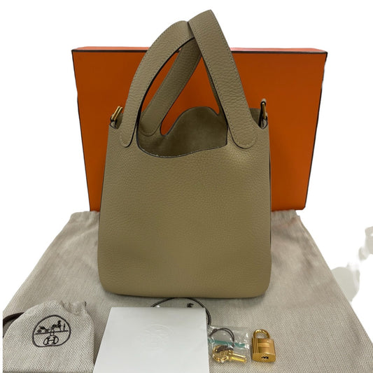 HERMES エルメス ピコタンロックMM トレンチゴールド シルバー金具 トリヨンクレマンス ハンドバッグ K刻印 レディース N