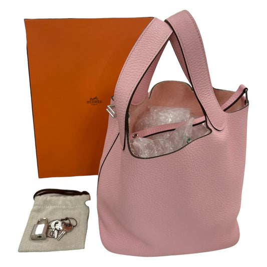 HERMES エルメス ピコタンロックPM ロースサクラ シルバー金具 トリヨンクレマンス ハンドバッグ B刻印 レディース SA