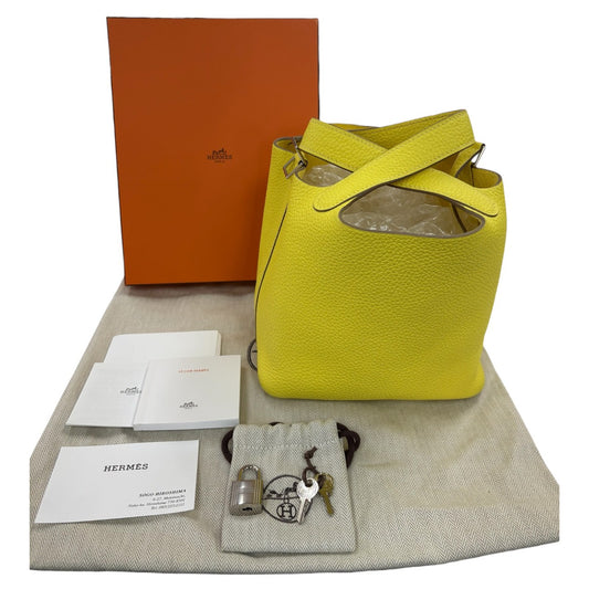 HERMES エルメス ピコタンロックPM ライムミモザ シルバー金具 トリヨンクレマンス ハンドバッグ Z刻印 レディース SA