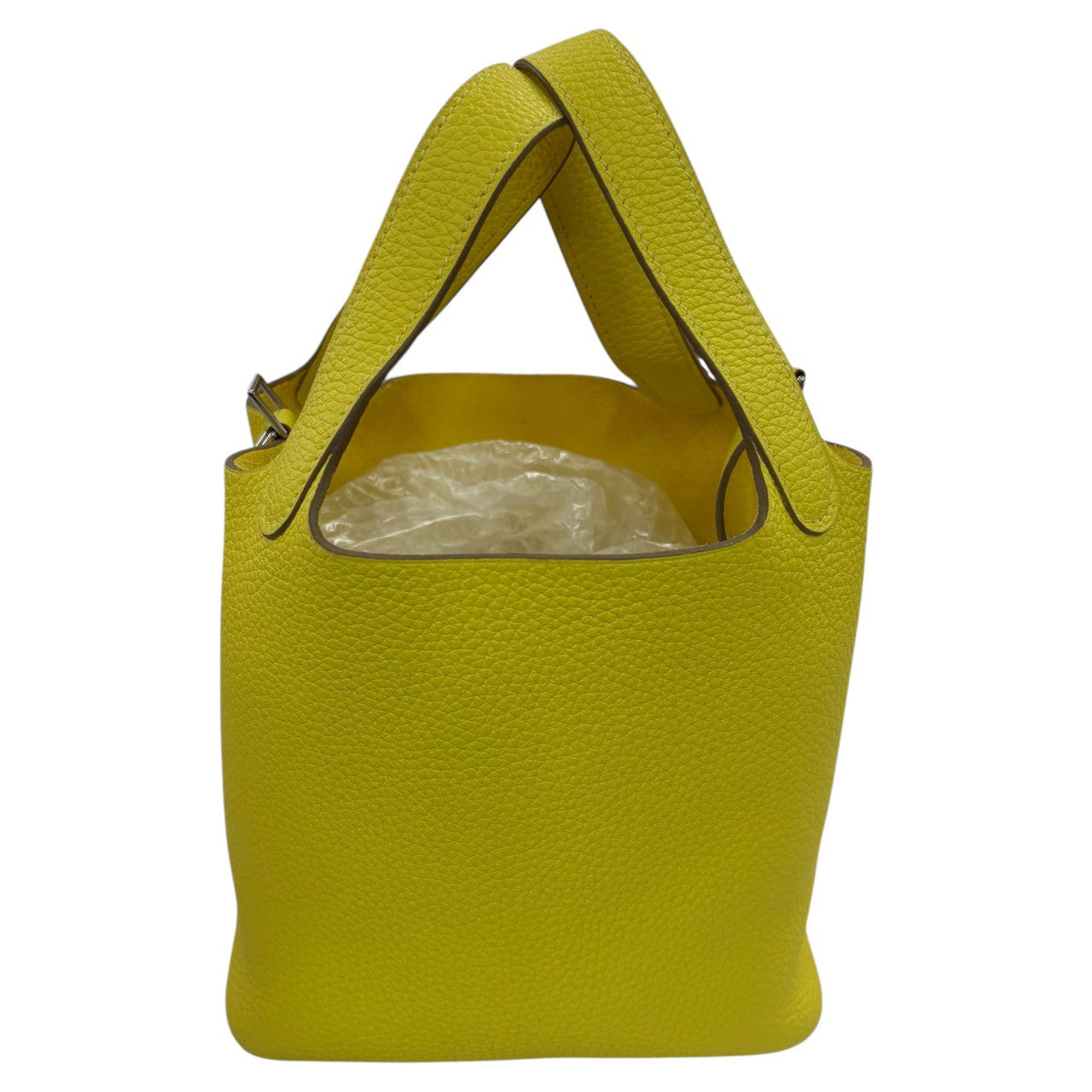 HERMES Picotin Lock PM Lime Mimosa Silver Hardware Taurillon Clemence Handbag Z stamp SA
