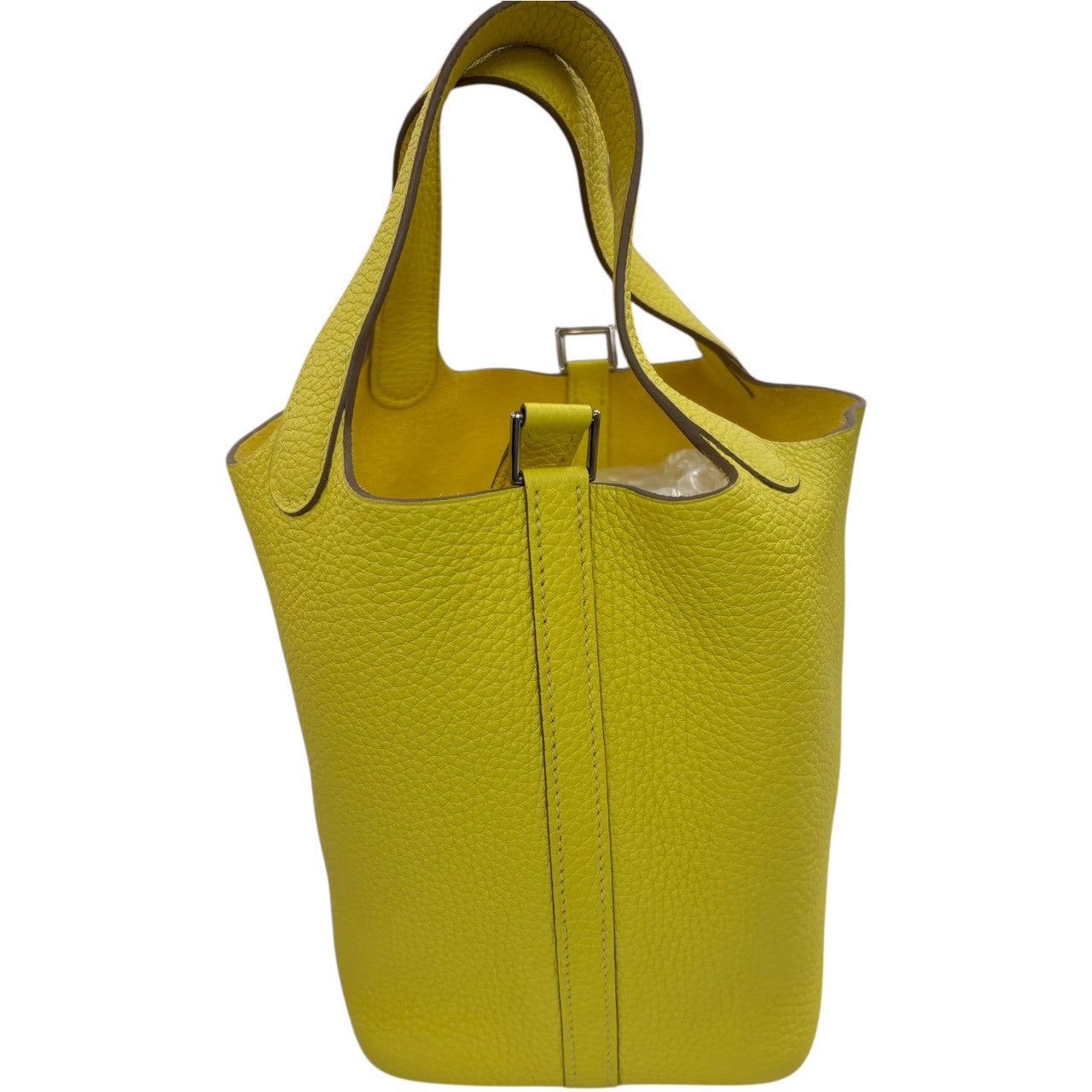 HERMES Picotin Lock PM Lime Mimosa Silver Hardware Taurillon Clemence Handbag Z stamp SA