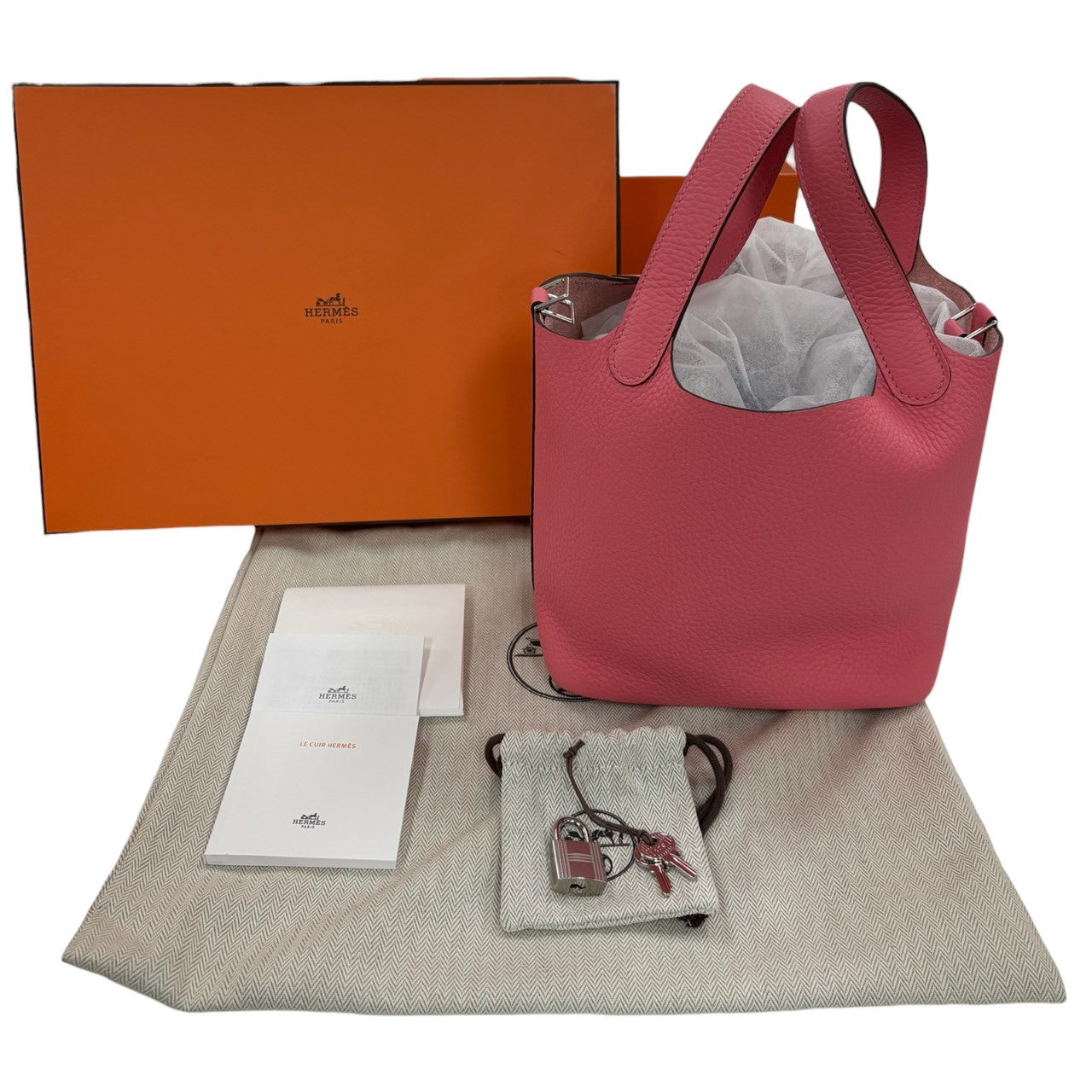 HERMES Picotin Lock Rose Azalee Silver Hardware Taurillon Clemence Handbag K Engraved Women's N