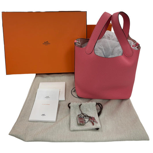 HERMES エルメス ピコタンロック ローズアザレ シルバー金具 トリヨンクレマンス ハンドバッグ K刻印 レディース N