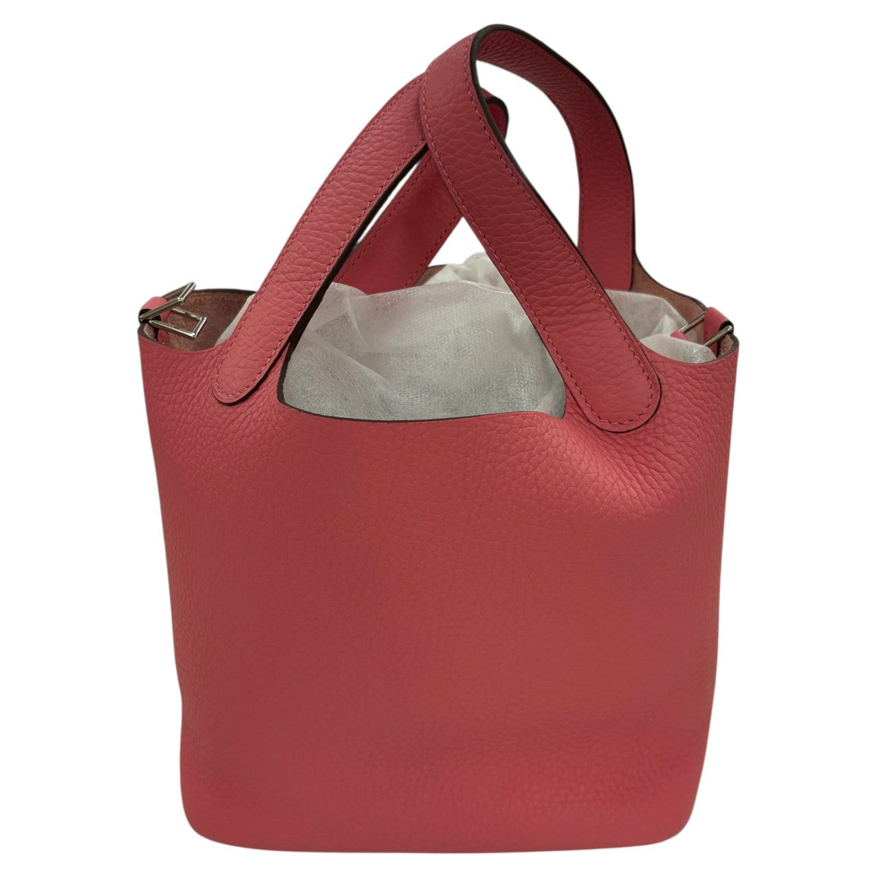 HERMES Picotin Lock Rose Azalee Silver Hardware Taurillon Clemence Handbag K Engraved Women's N