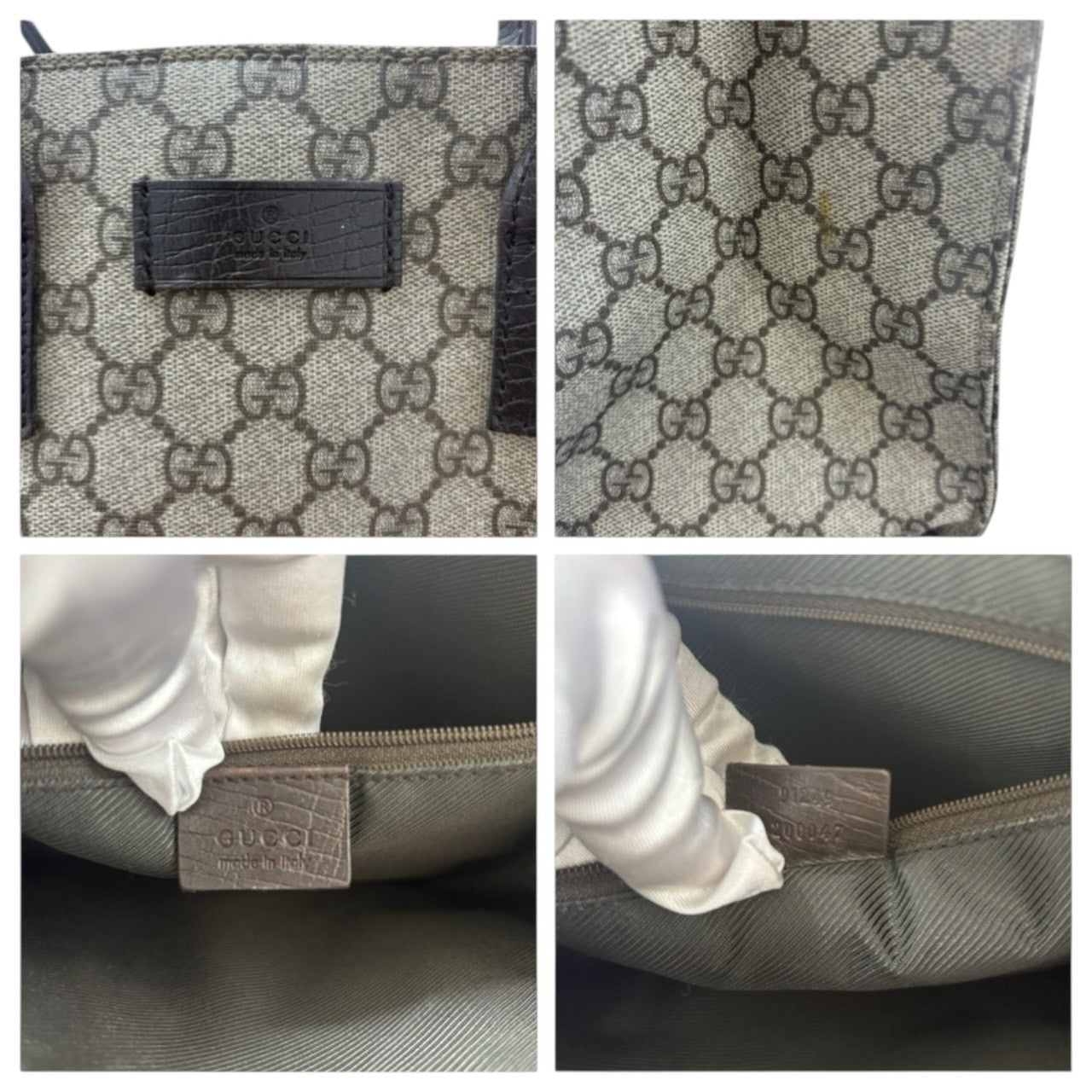 GUCCI GG Supreme Canvas / Leather 91249 Tote Bag Handbag Ladies AB