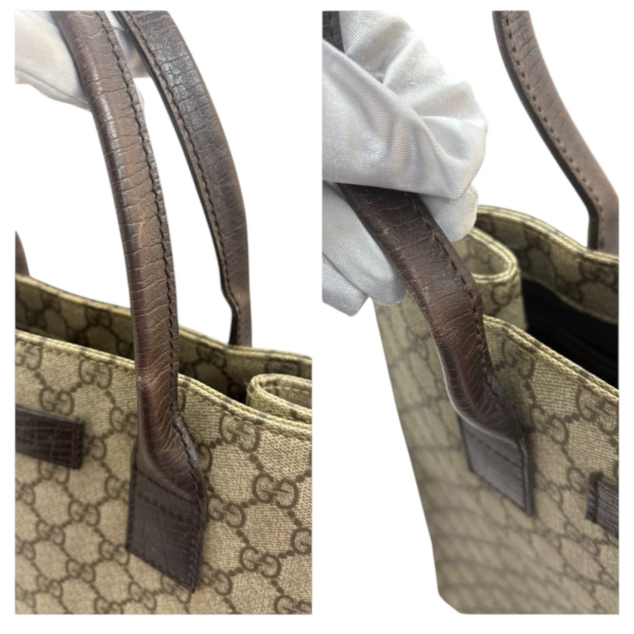 GUCCI GG Supreme Canvas / Leather 91249 Tote Bag Handbag Ladies AB