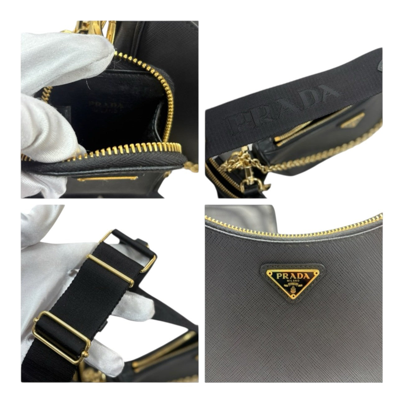 PRADA プラダ サフィアーノ 三角ロゴ リエディション 2005 レザー ショルダーバッグ レディース SA