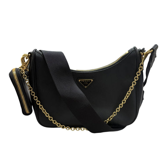 PRADA Saffiano Triangle Logo Re-Edition 2005 Leather Shoulder Bag Women's SA