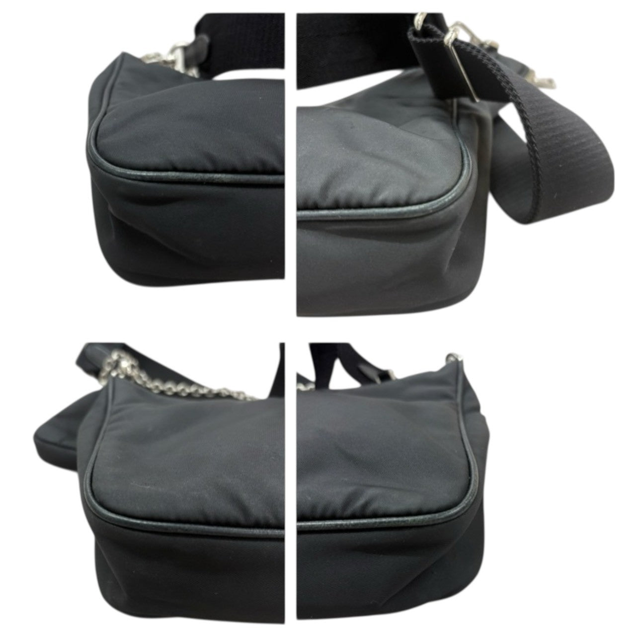 PRADA Triangle Logo Nylon Shoulder Bag Ladies A