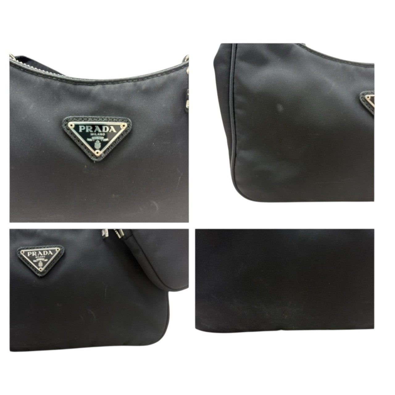 PRADA Triangle Logo Nylon Shoulder Bag Ladies A
