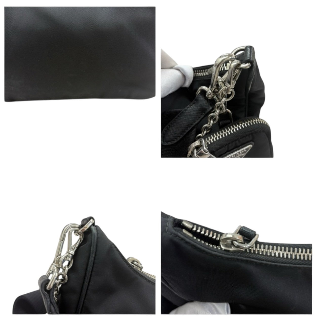 PRADA Triangle Logo Nylon Shoulder Bag Ladies A