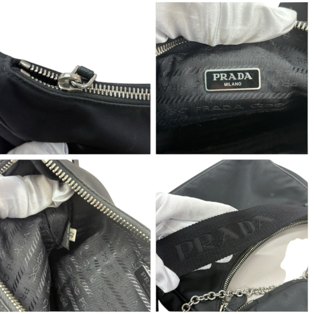 PRADA Triangle Logo Nylon Shoulder Bag Ladies A