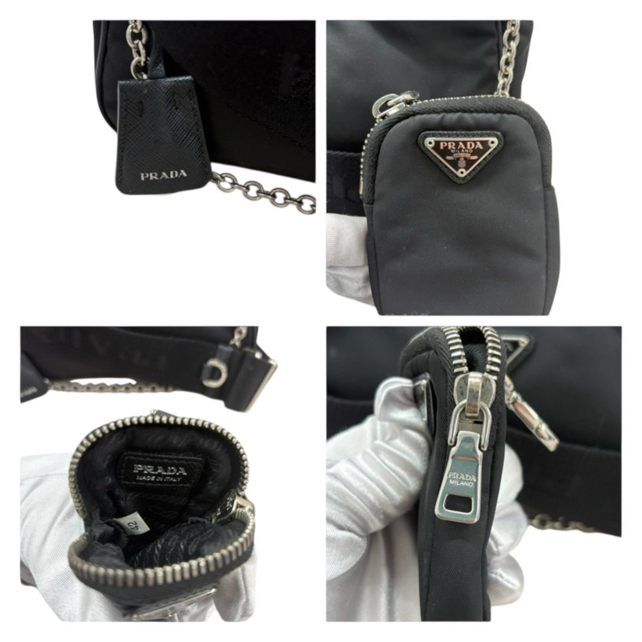 PRADA Triangle Logo Nylon Shoulder Bag Ladies A