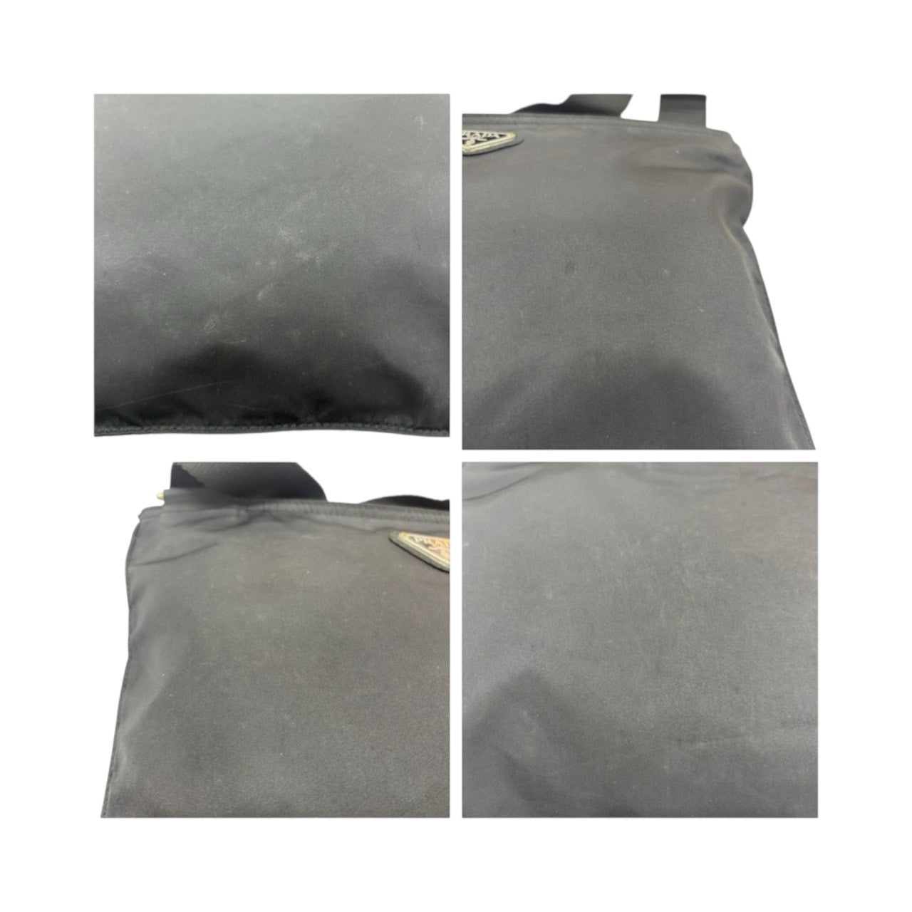 PRADA Tessuto Triangle Logo Black Silver Hardware Nylon Shoulder Bag Women's AB