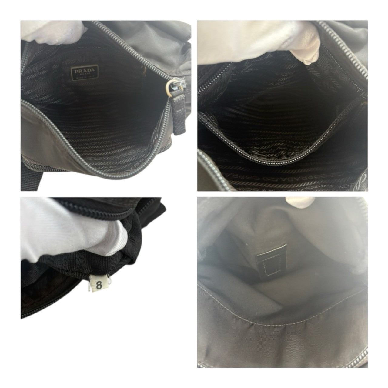 PRADA Tessuto Triangle Logo Black Silver Hardware Nylon Shoulder Bag Women's AB