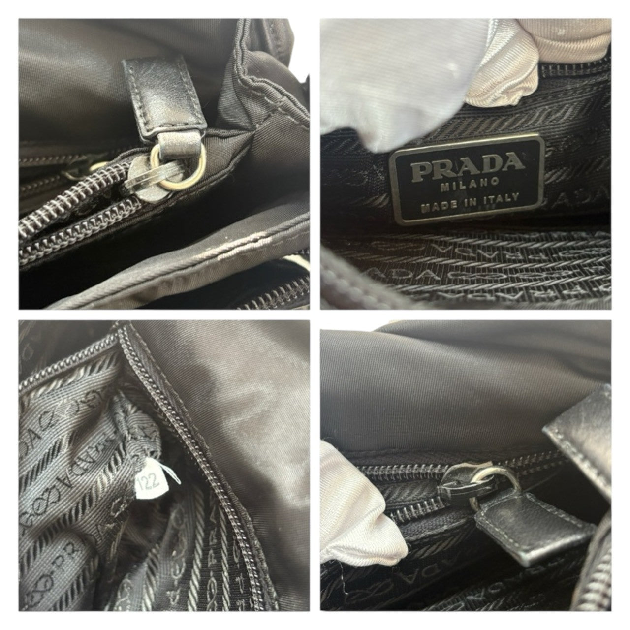 PRADA Tessuto Triangle Logo Black Silver Hardware Nylon / Leather Shoulder Bag Women's AB