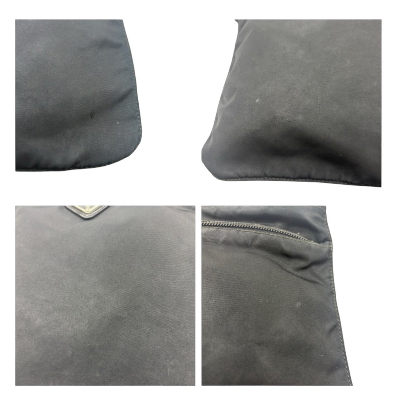 PRADA Tessuto Triangle Logo Black Silver Hardware Nylon Shoulder Bag Women's AB