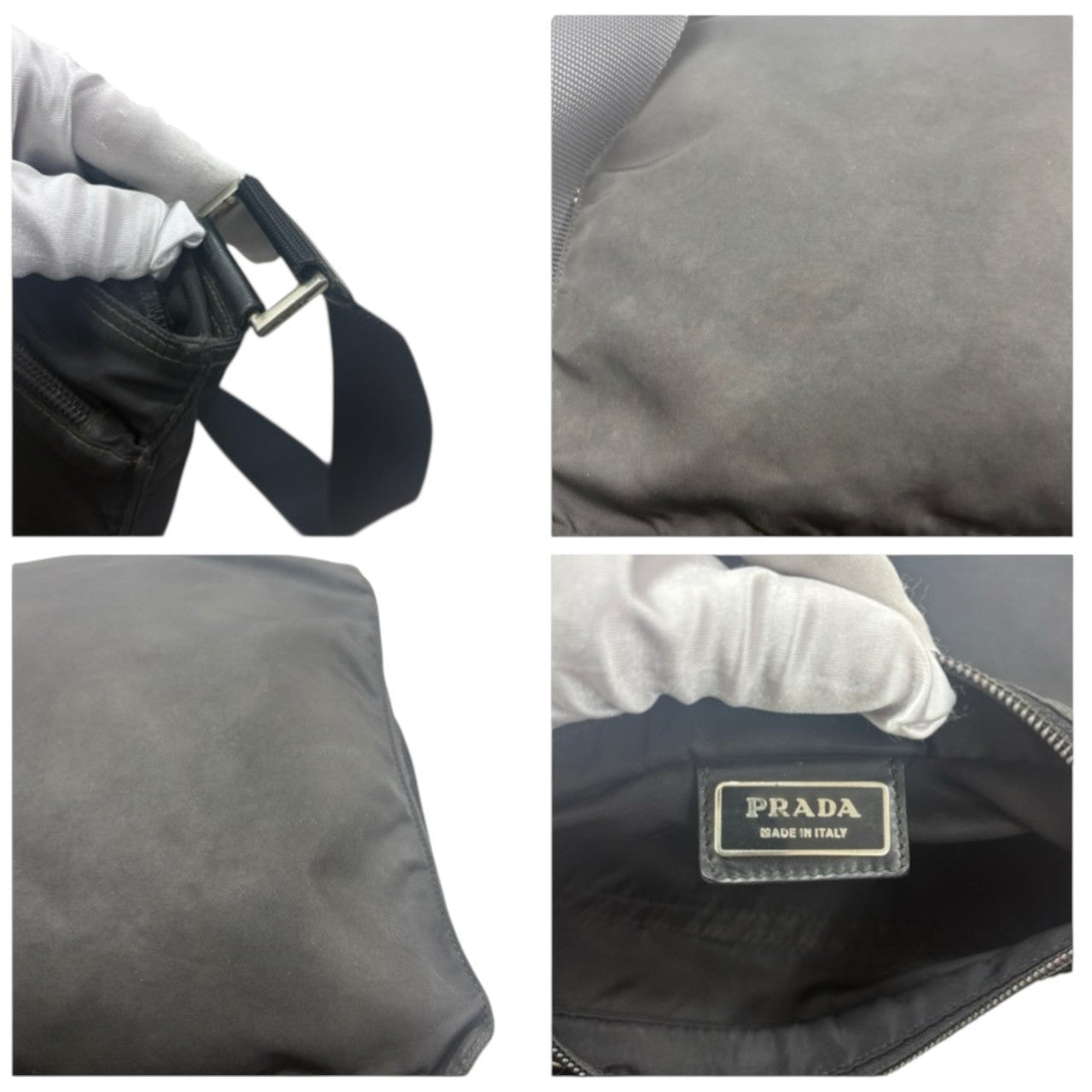 PRADA Tessuto Triangle Logo Black Silver Hardware Nylon Shoulder Bag Women's AB