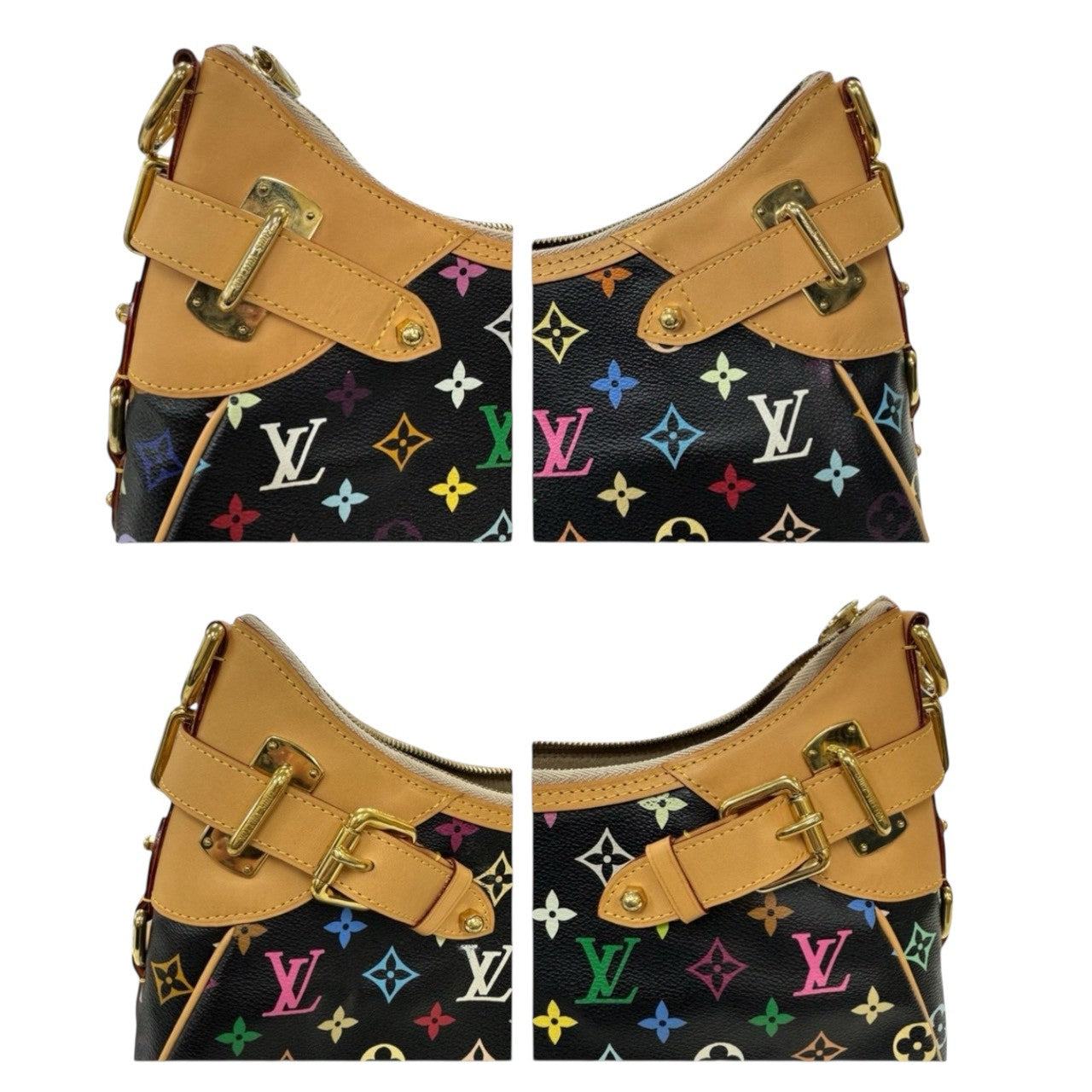 LOUIS VUITTON Monogram Multicolore Greta Black Gold Hardware PVC / Leather M40196 Shoulder Bag for Women A