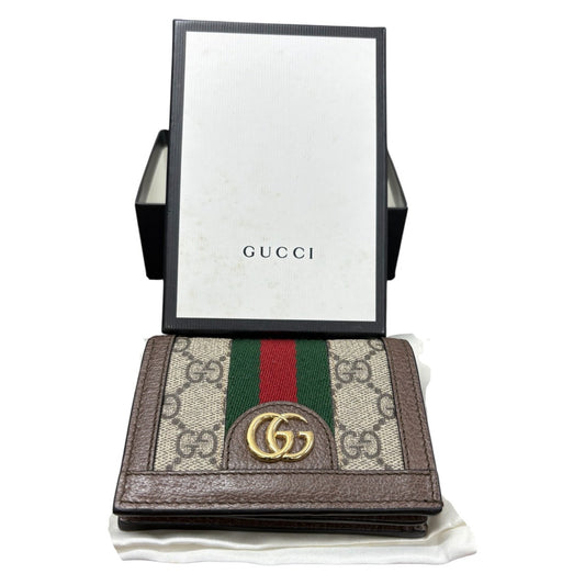 GUCCI グッチ オフィディア ベージュ ゴールド金具 GGスプリームキャンバス 523155 二つ折り財布 レディース S