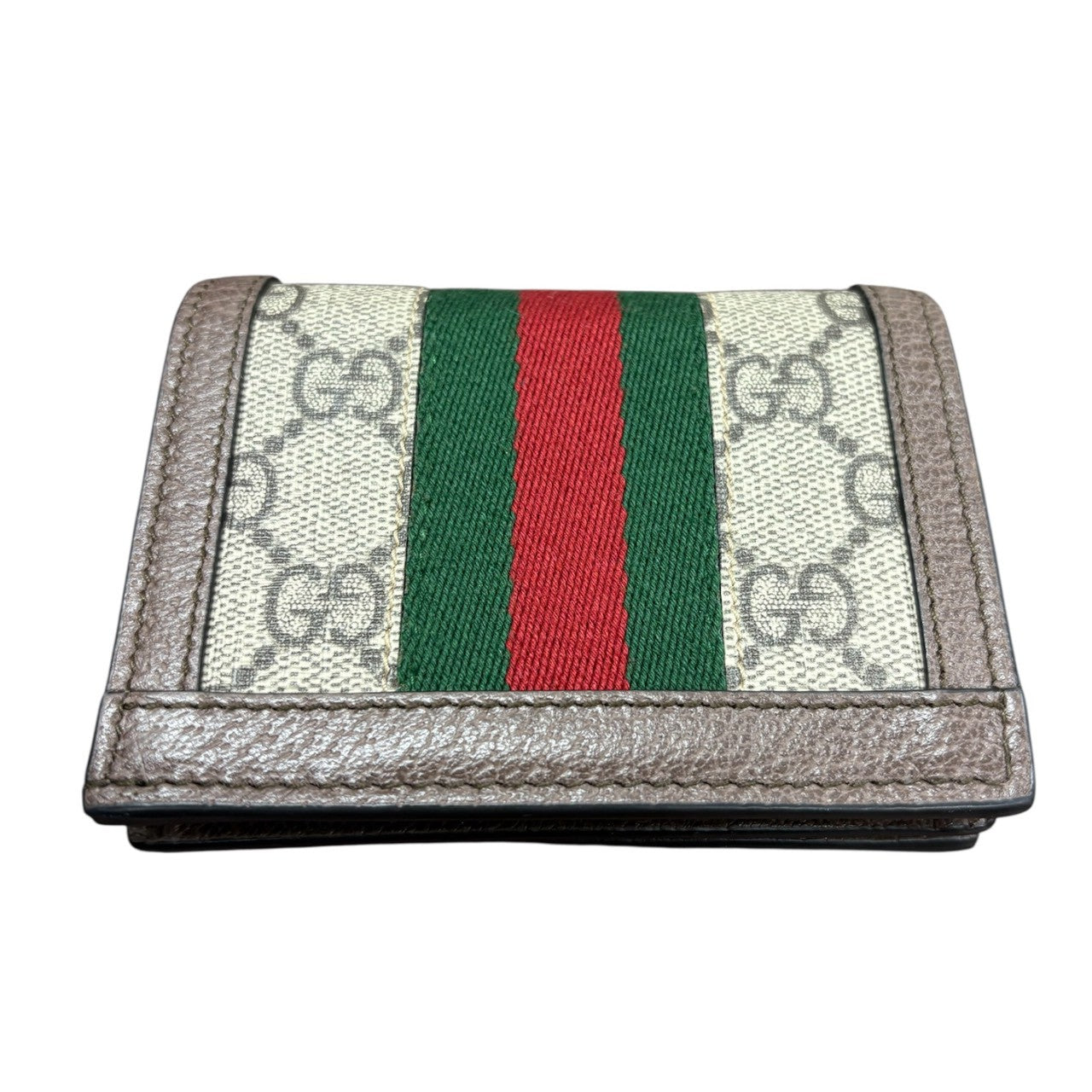GUCCI Ophidia Beige Gold Hardware GG Supreme Canvas 523155 Bi-fold Wallet Ladies S