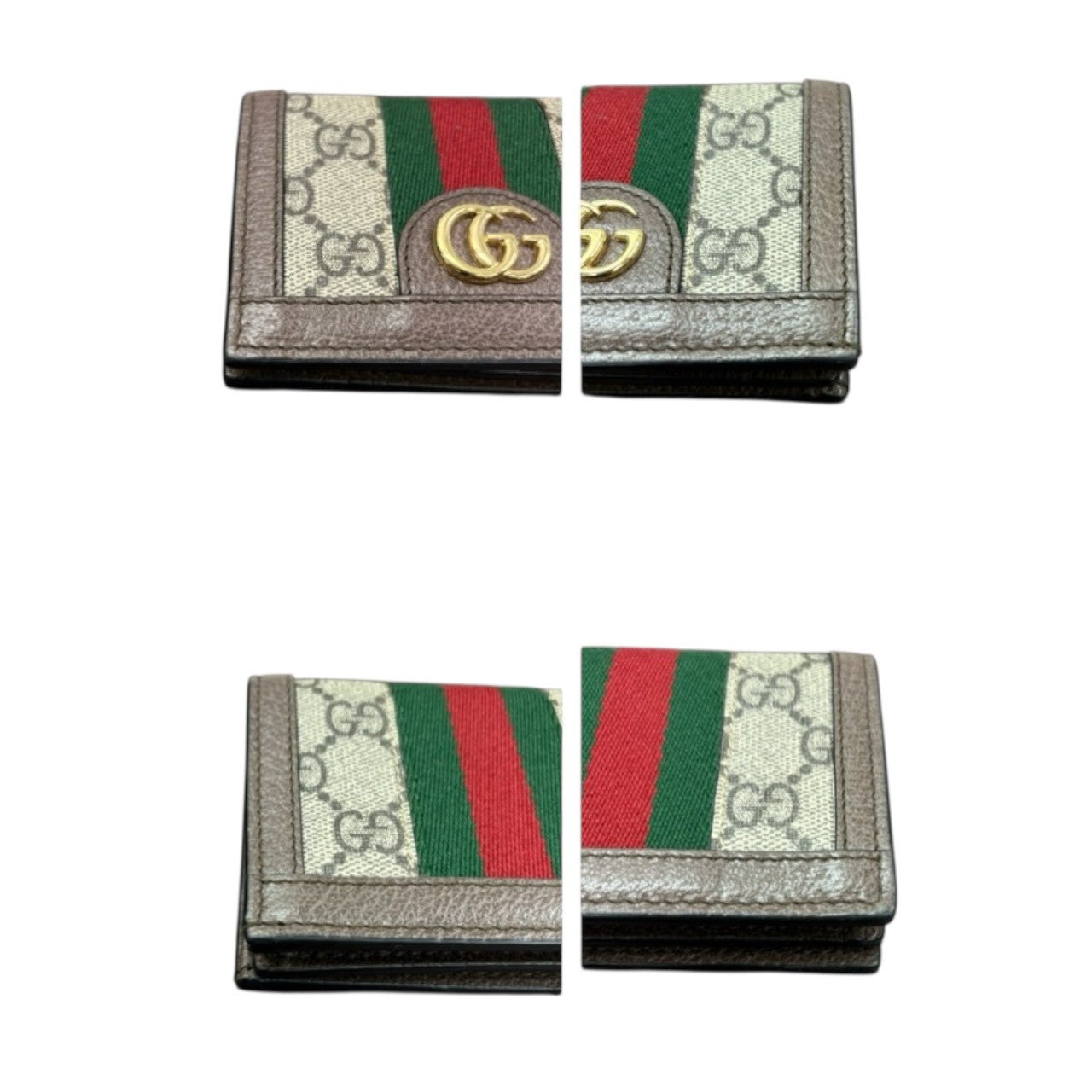 GUCCI Ophidia Beige Gold Hardware GG Supreme Canvas 523155 Bi-fold Wallet Ladies S