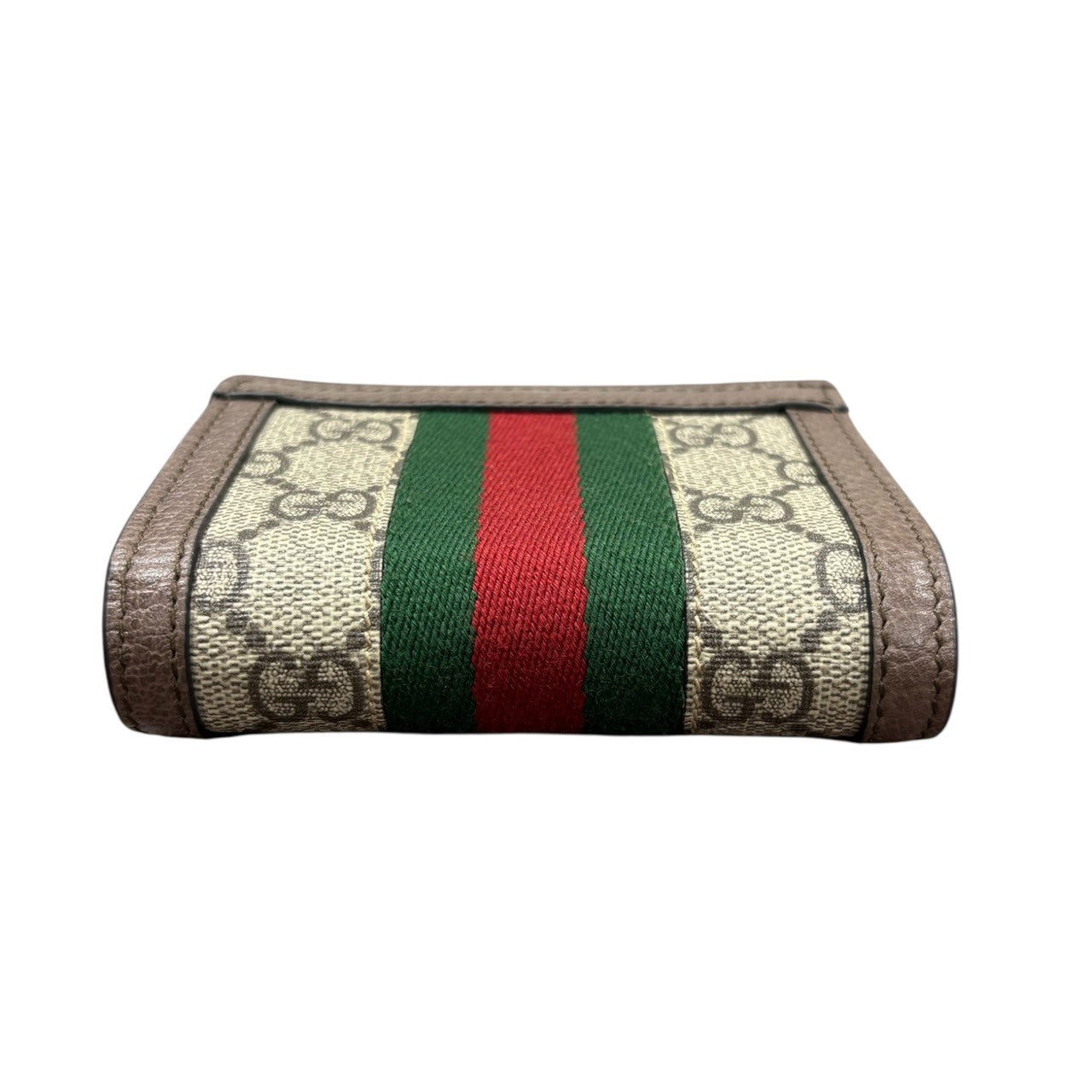 GUCCI Ophidia Beige Gold Hardware GG Supreme Canvas 523155 Bi-fold Wallet Ladies S