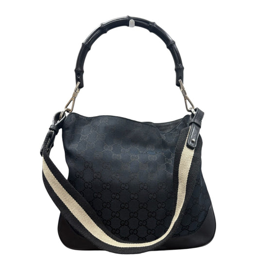 GUCCI グッチ バンブー ブラック シルバー金具 GGキャンバス / レザー 001.4095 ショルダーバッグ レディース A