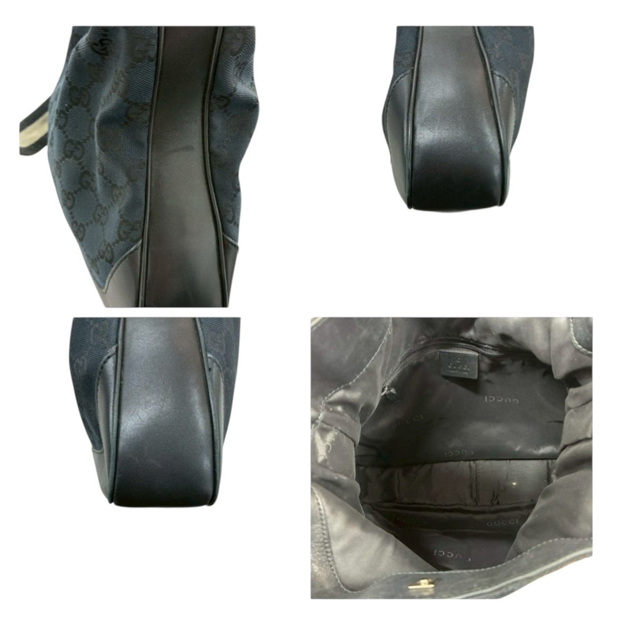 GUCCI グッチ バンブー ブラック シルバー金具 GGキャンバス / レザー 001.4095 ショルダーバッグ レディース A