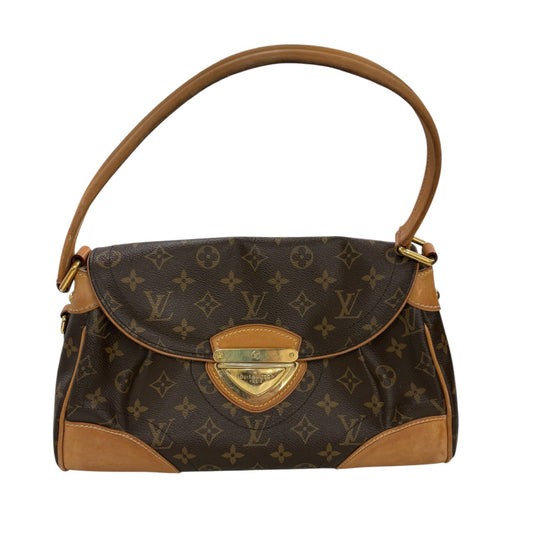 LOUIS VUITTON ルイヴィトン モノグラム ヒバリー ブラウン ゴールド金具 PVC / レザー M40121 ハンドバッグ ショルダーバッグ レディース AB