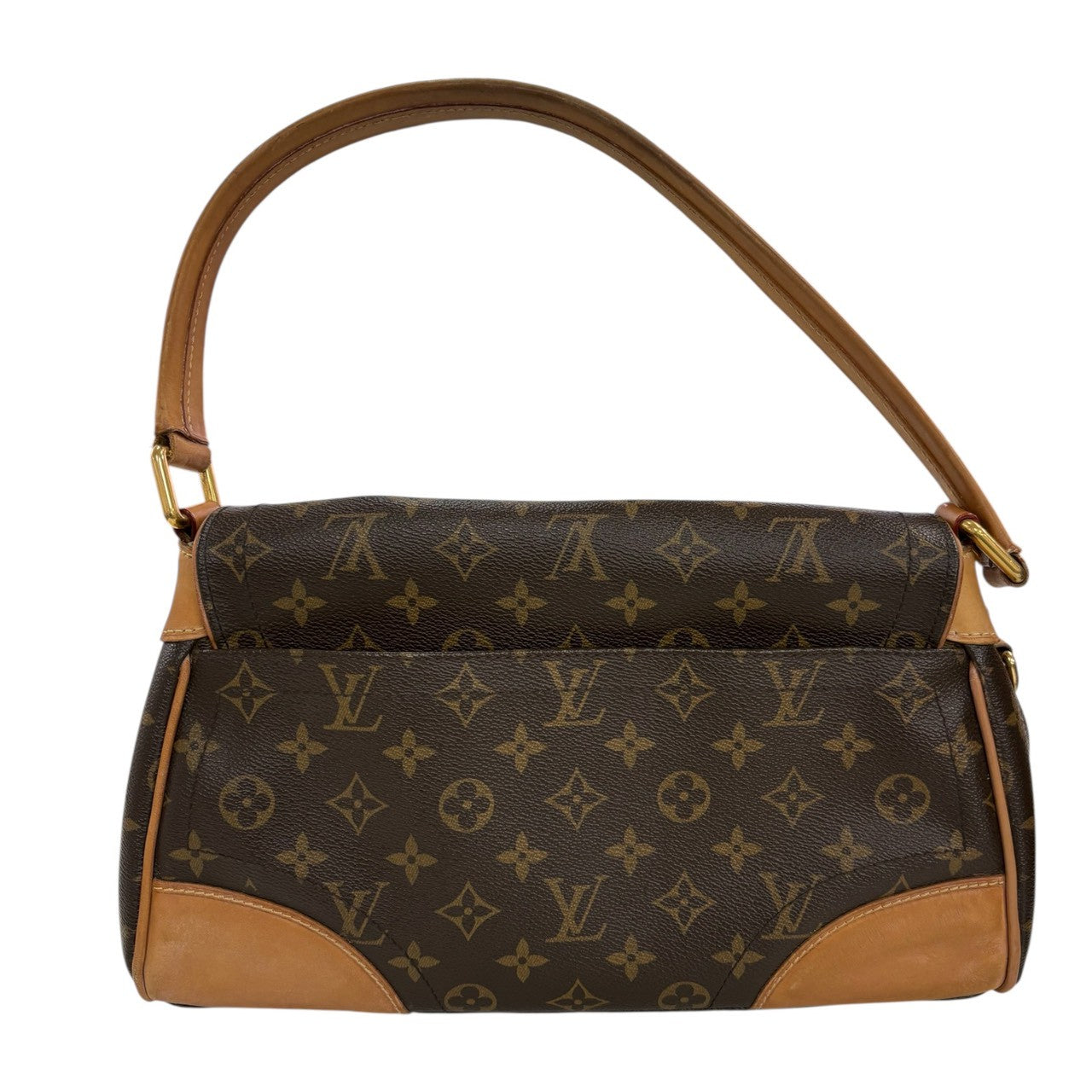 LOUIS VUITTON ルイヴィトン モノグラム ヒバリー ブラウン ゴールド金具 PVC / レザー M40121 ハンドバッグ ショルダーバッグ レディース AB