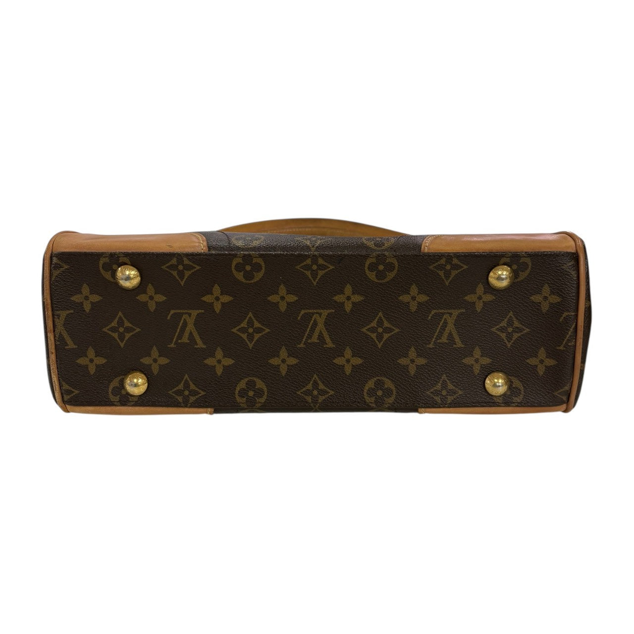 LOUIS VUITTON ルイヴィトン モノグラム ヒバリー ブラウン ゴールド金具 PVC / レザー M40121 ハンドバッグ ショルダーバッグ レディース AB