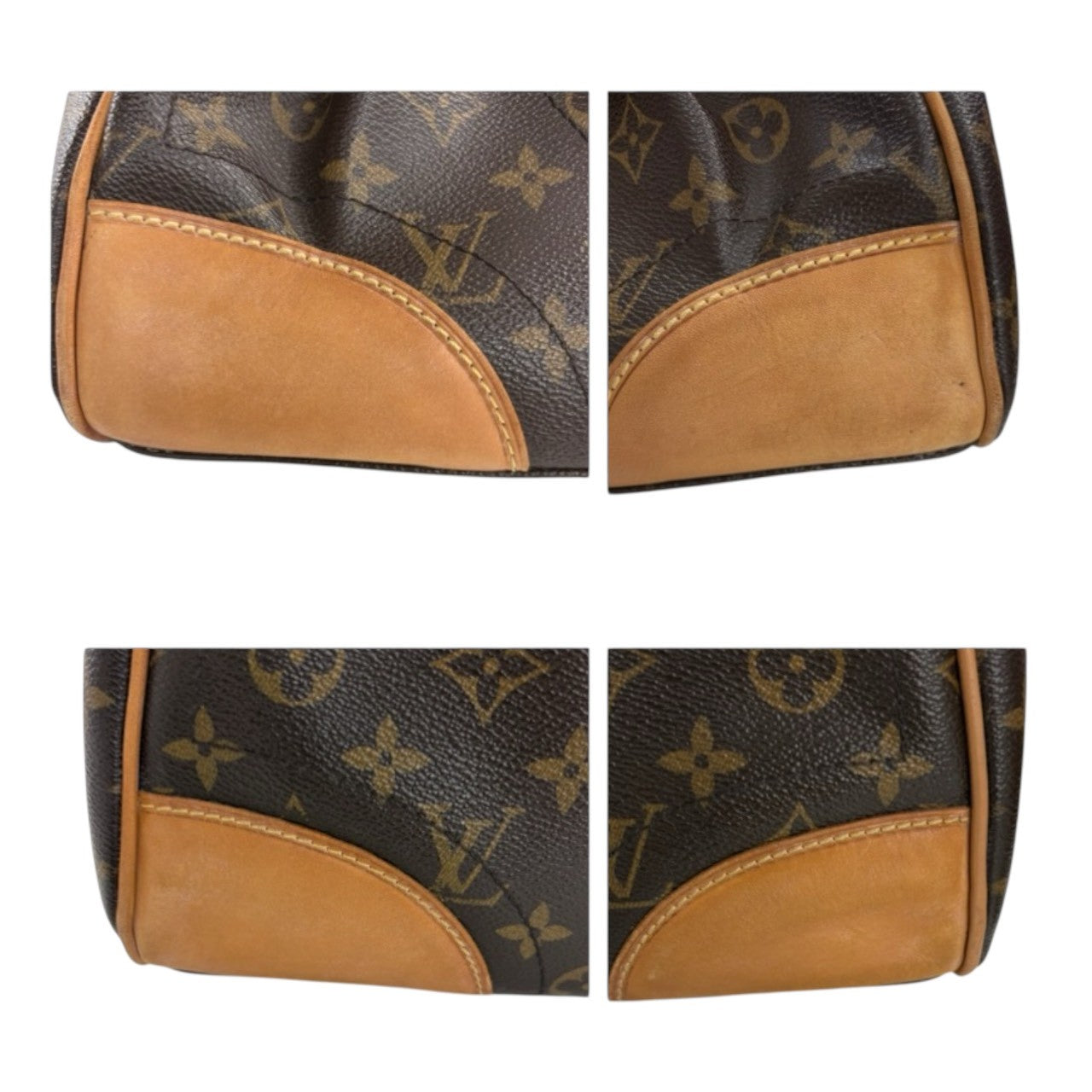 LOUIS VUITTON ルイヴィトン モノグラム ヒバリー ブラウン ゴールド金具 PVC / レザー M40121 ハンドバッグ ショルダーバッグ レディース AB