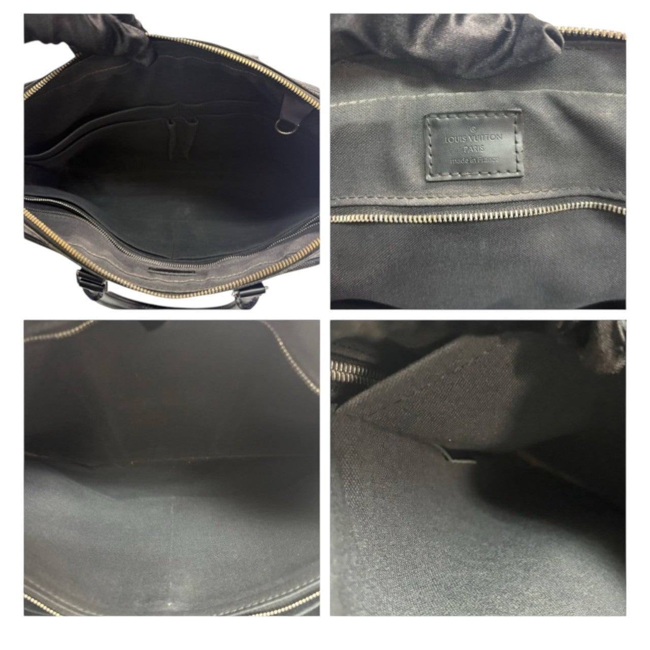 LOUIS VUITTON Louis Vuitton Damier Port Document Voyage Black Silver Hardware PVC / Leather N41125 Business Bag Handbag Men's SA