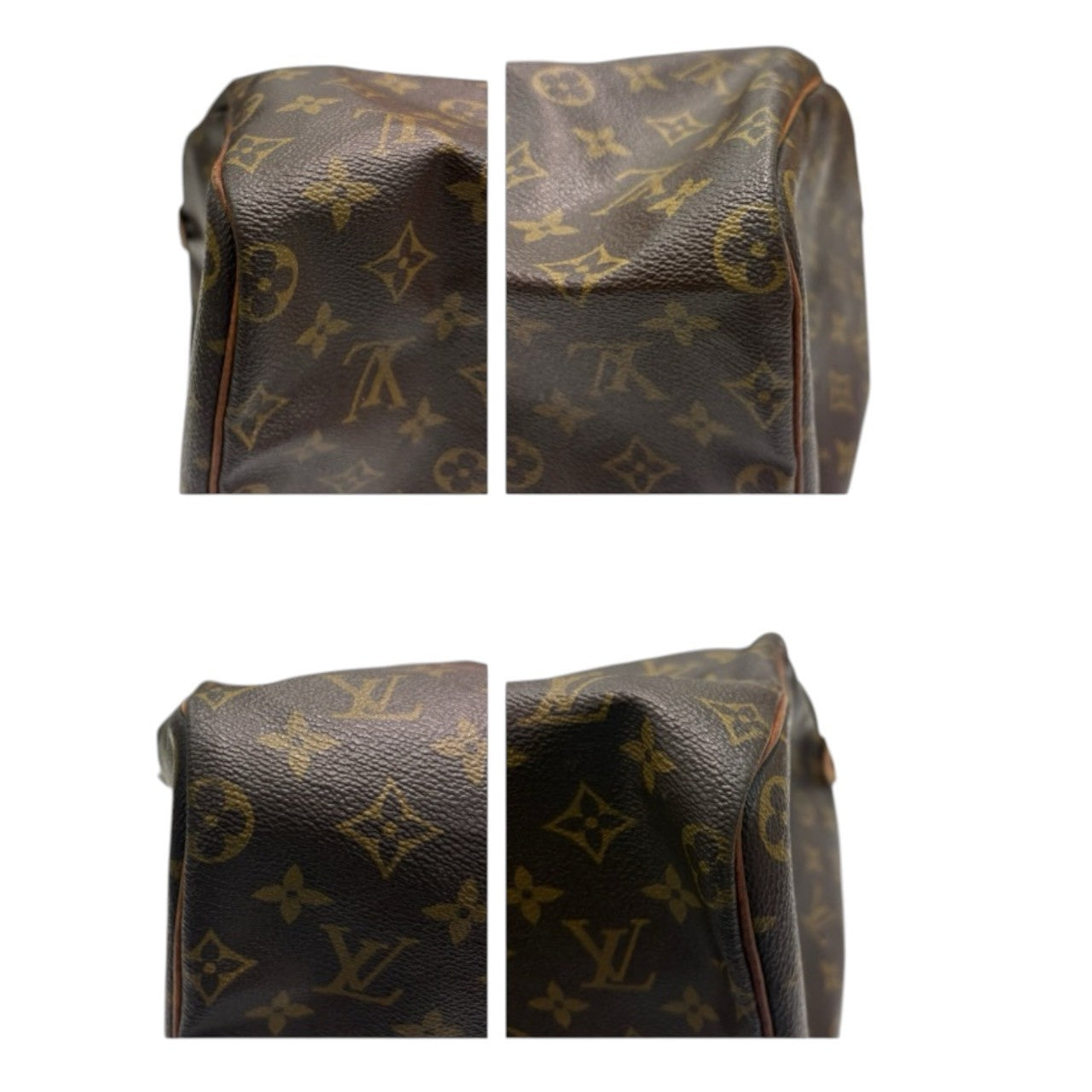 LOUIS VUITTON ルイヴィトン モノグラム スピーディ ブラウン ゴールド金具 PVC / レザー M41522 ハンドバッグ ミニボストンバッグ レディース AB