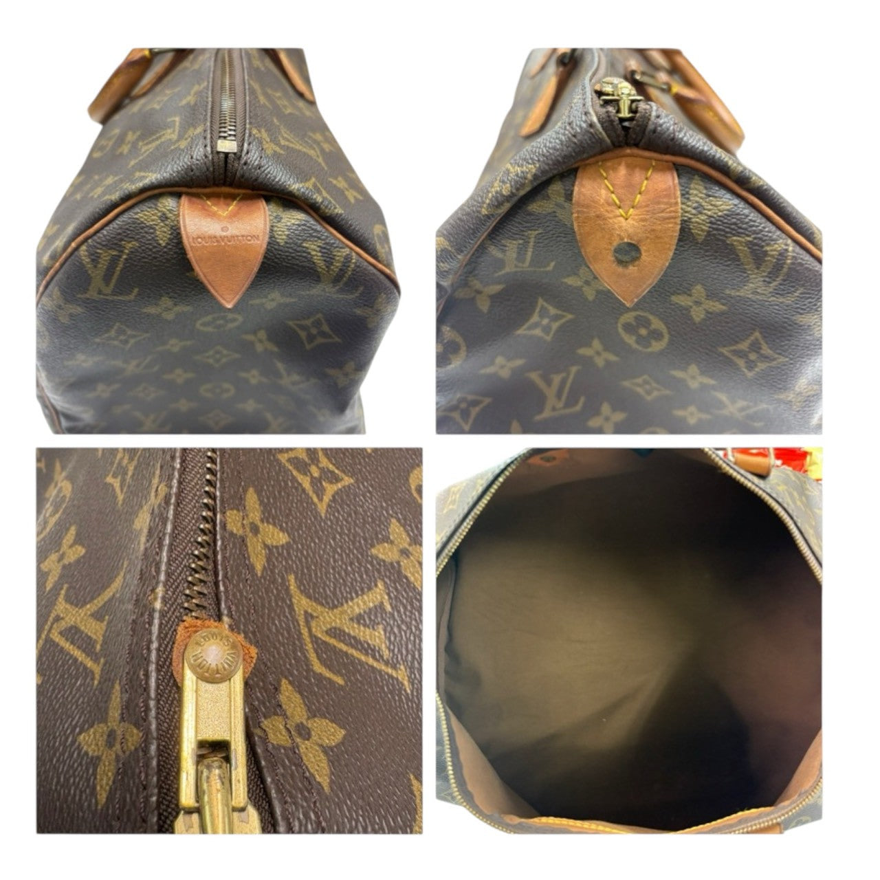 LOUIS VUITTON ルイヴィトン モノグラム スピーディ ブラウン ゴールド金具 PVC / レザー M41522 ハンドバッグ ミニボストンバッグ レディース AB