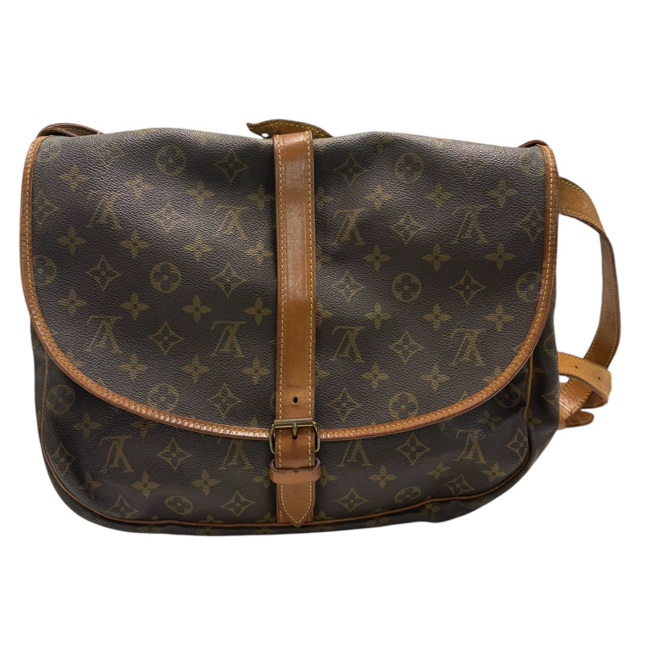 LOUIS VUITTON ルイヴィトン モノグラム ソミュール ブラウン ゴールド金具 PVC / レザー M42254 ショルダーバッグ レディース B