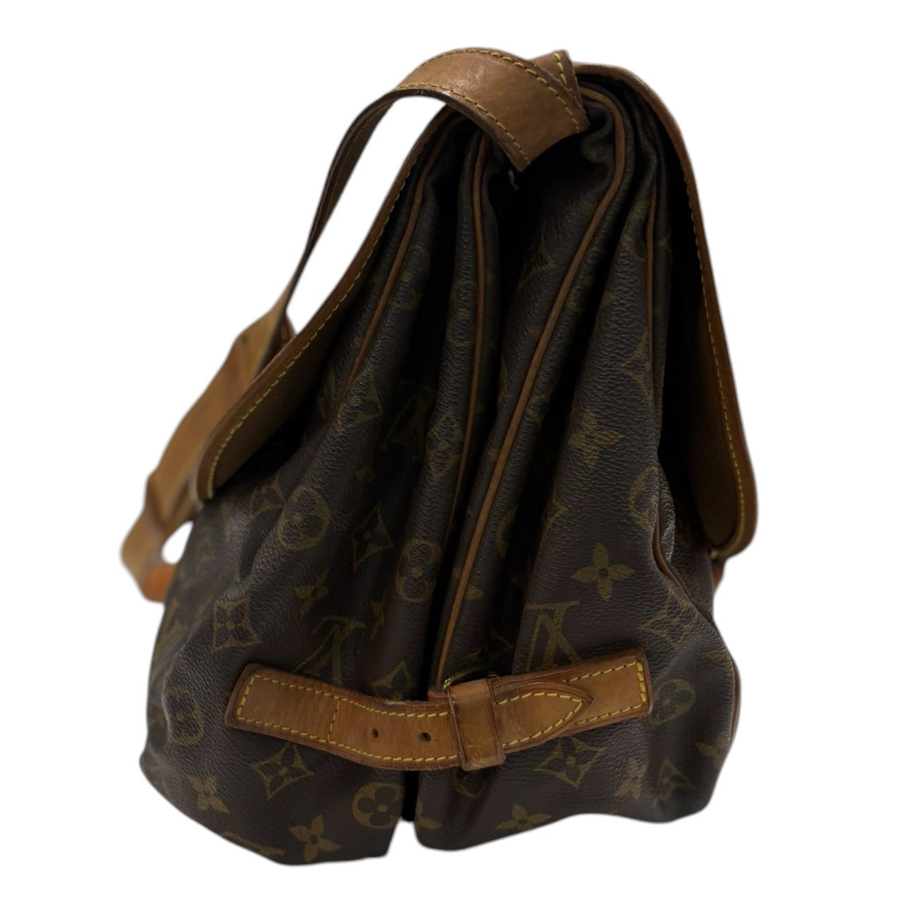 LOUIS VUITTON ルイヴィトン モノグラム ソミュール ブラウン ゴールド金具 PVC / レザー M42254 ショルダーバッグ レディース B
