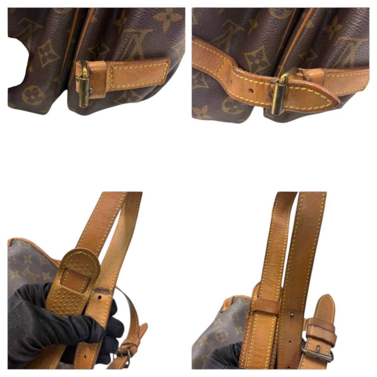 LOUIS VUITTON ルイヴィトン モノグラム ソミュール ブラウン ゴールド金具 PVC / レザー M42254 ショルダーバッグ レディース B