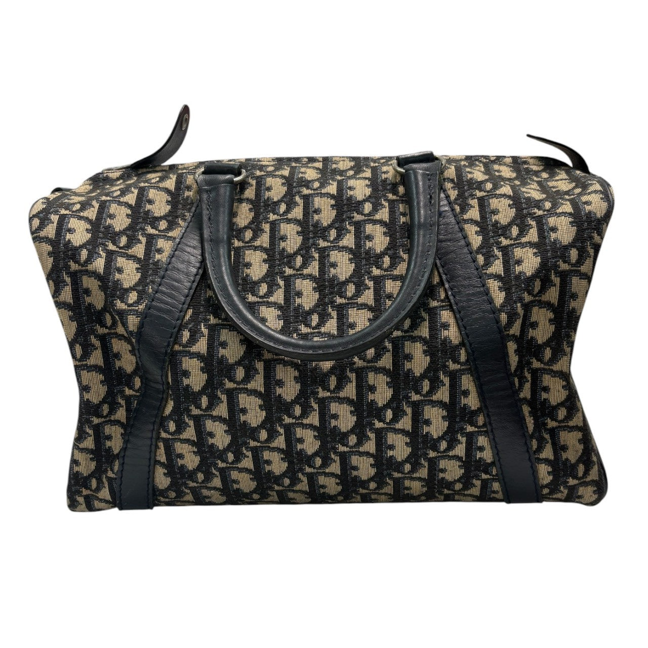 Dior ディオール ヴィンテージ トロッター ブラック シルバー金具 キャンバス / レザー ハンドバッグ ミニボストンバッグ レディース AB